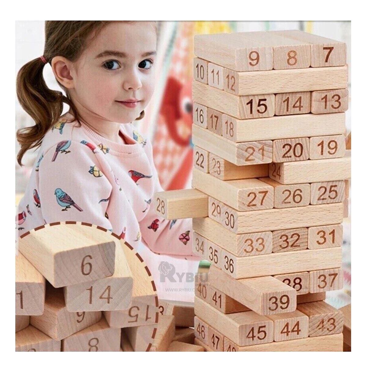 JENGA CON 4 DADOS EN COLOR MADERA Y+PAPEL DE REGALO - 1
