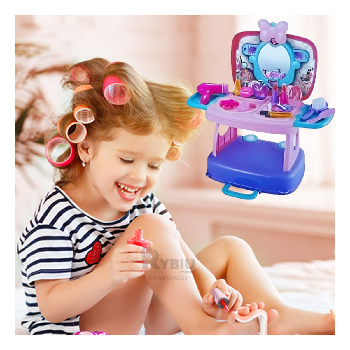KIT PARA MAQUILLAJE COLOR MORADO Y+BANDERITAS ADHESIVAS - 4