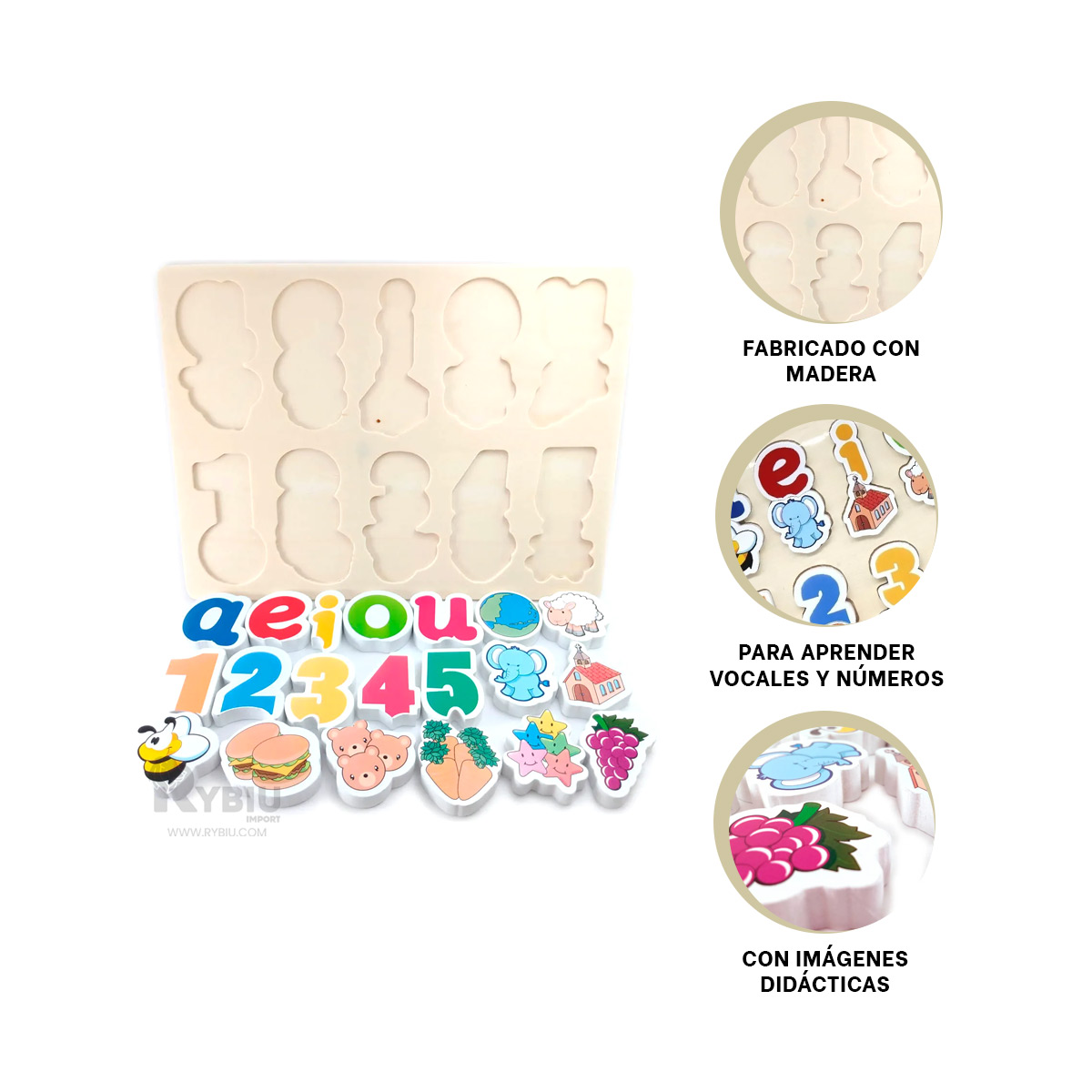 JUEGO EDUCATIVO DE MADERA Y+BANDERITAS ADHESIVAS - 3