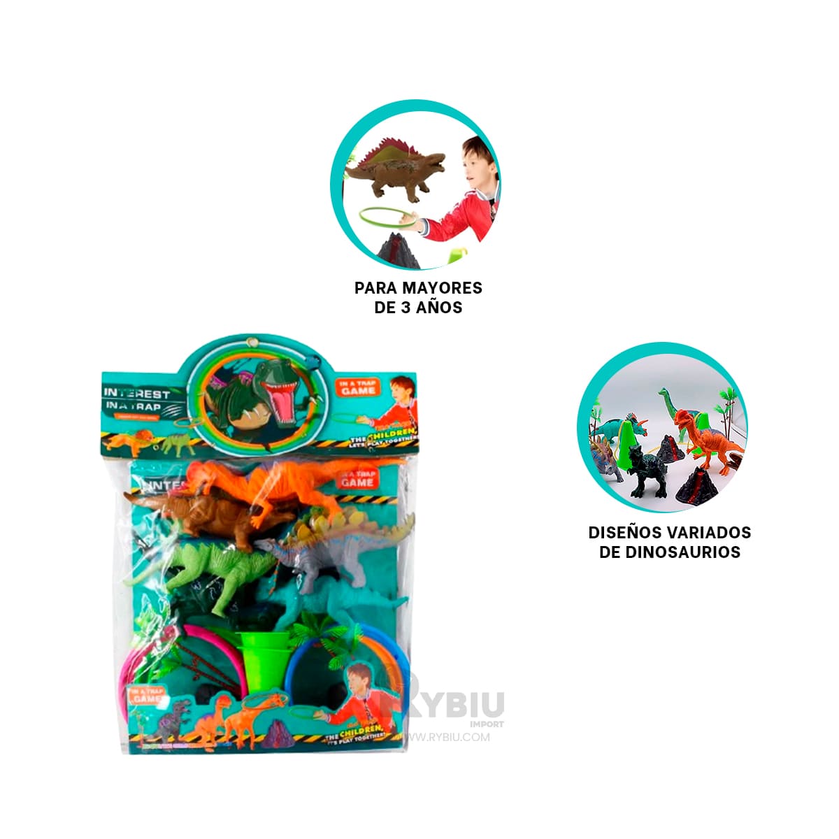 SET DE 6 DINOS CON ACCESORIOS EN MULTICOLOR Y+GIFT STICKERS - 4