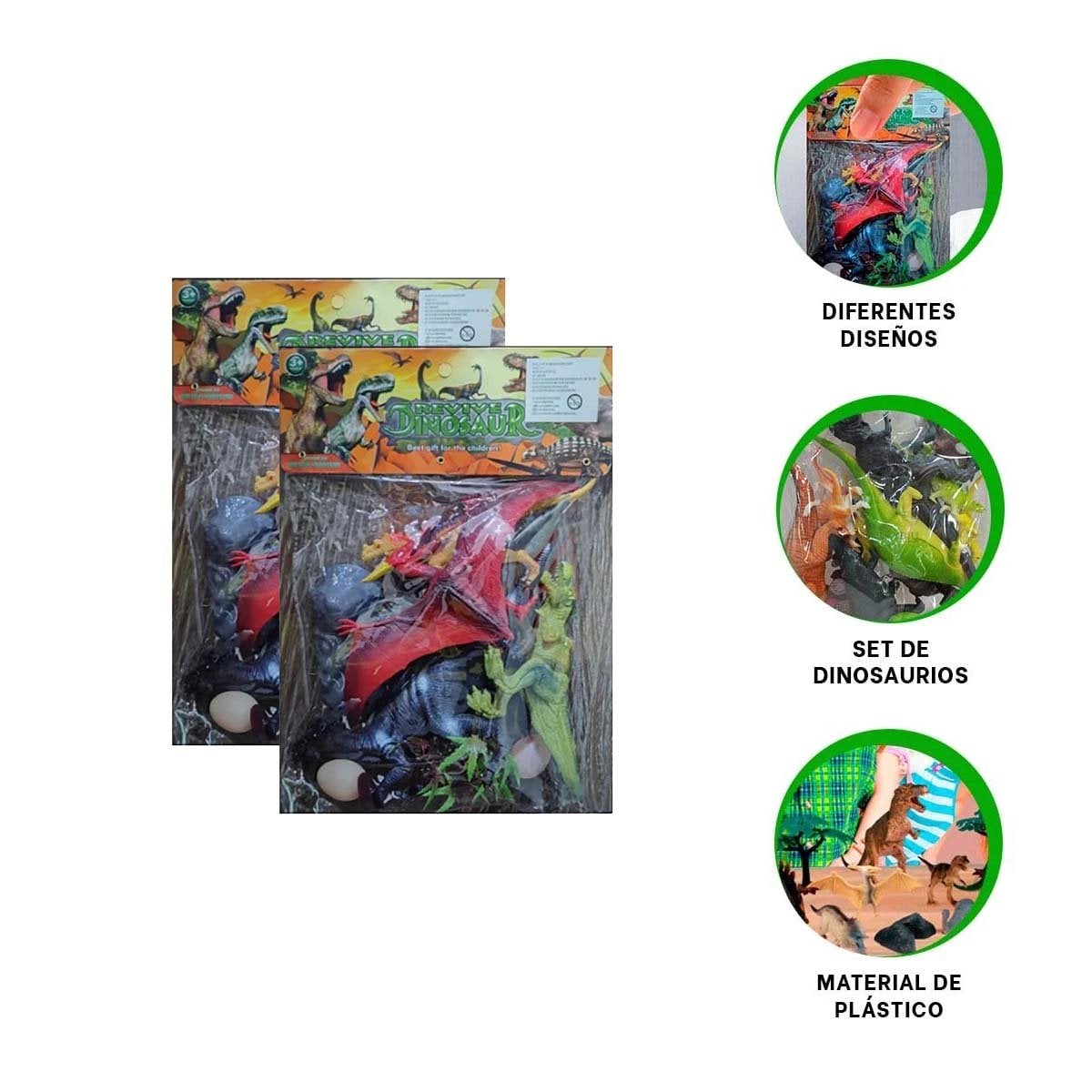 ALTERNATIVA DE DINOSAURIOS CON HUEVO Y ACCESORIOS EN BOLSA PARA JUEGO - 3