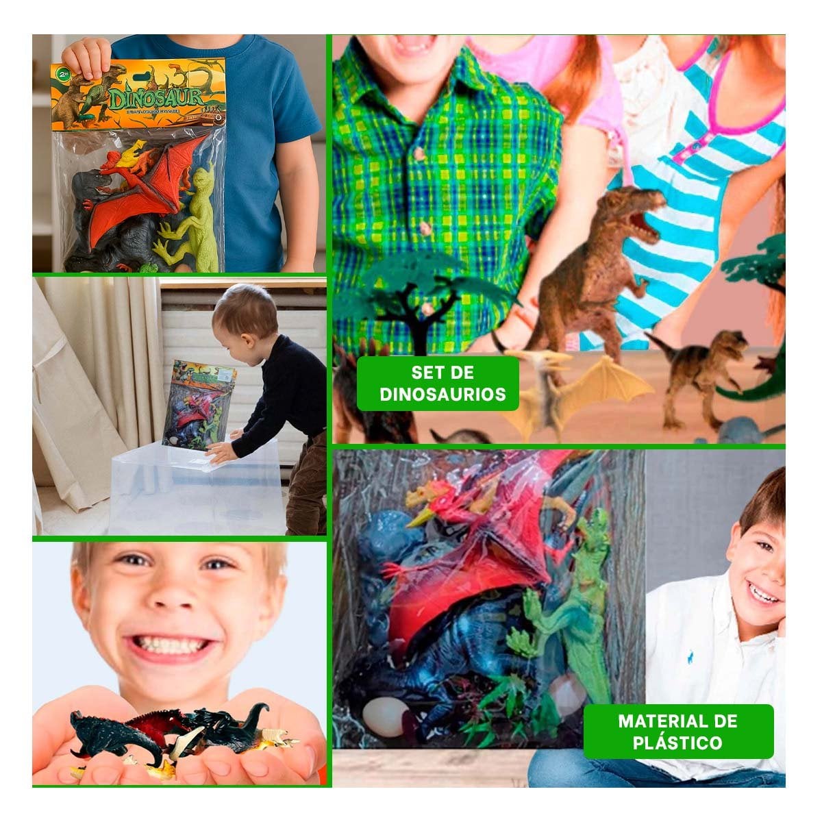 PROPUESTA INFANTIL DE DINOSAURIOS CON HUEVO Y ACCESORIOS EN BOLSA PARA REGALO YSTICKY - 1