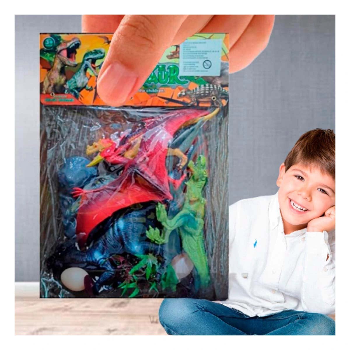 PROPUESTA INFANTIL DE DINOSAURIOS CON HUEVO Y ACCESORIOS EN BOLSA PARA REGALO YSTICKY - 2