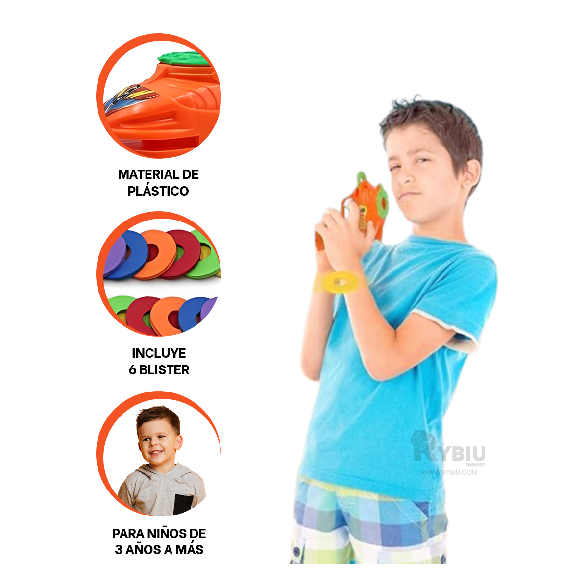 LANZADOR PARA PEQUEÑOS EN COLOR ANARANJADO Y+REGALO STICKERS - 2