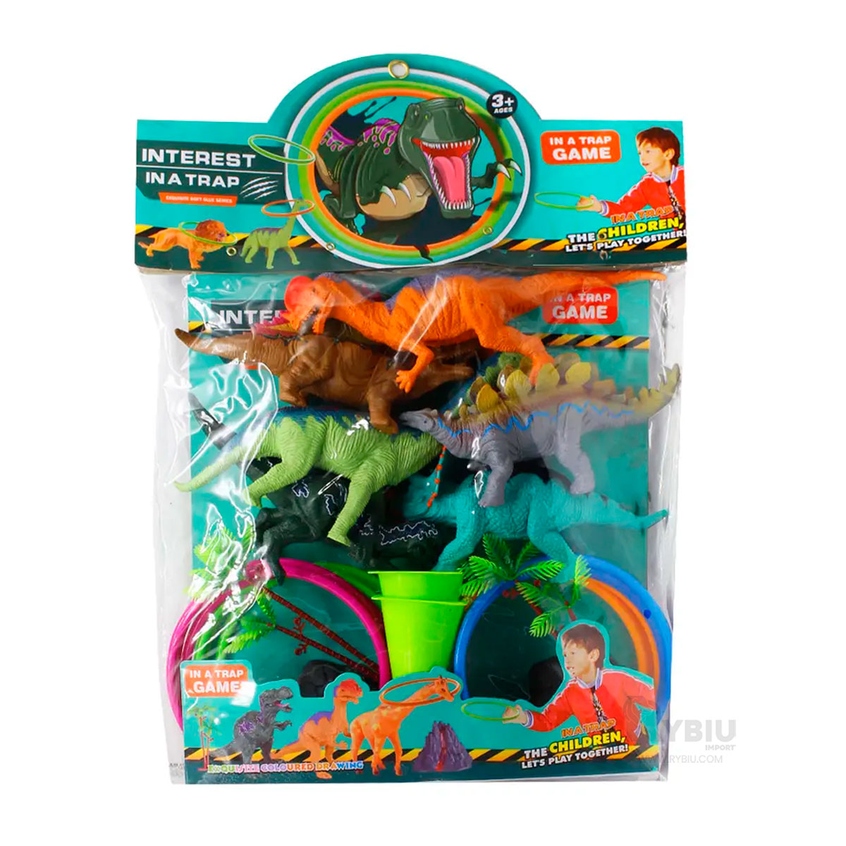 JUGUETE DE 6 DINOS EN MULTICOLOR Y+PAPEL DE REGALO - 3