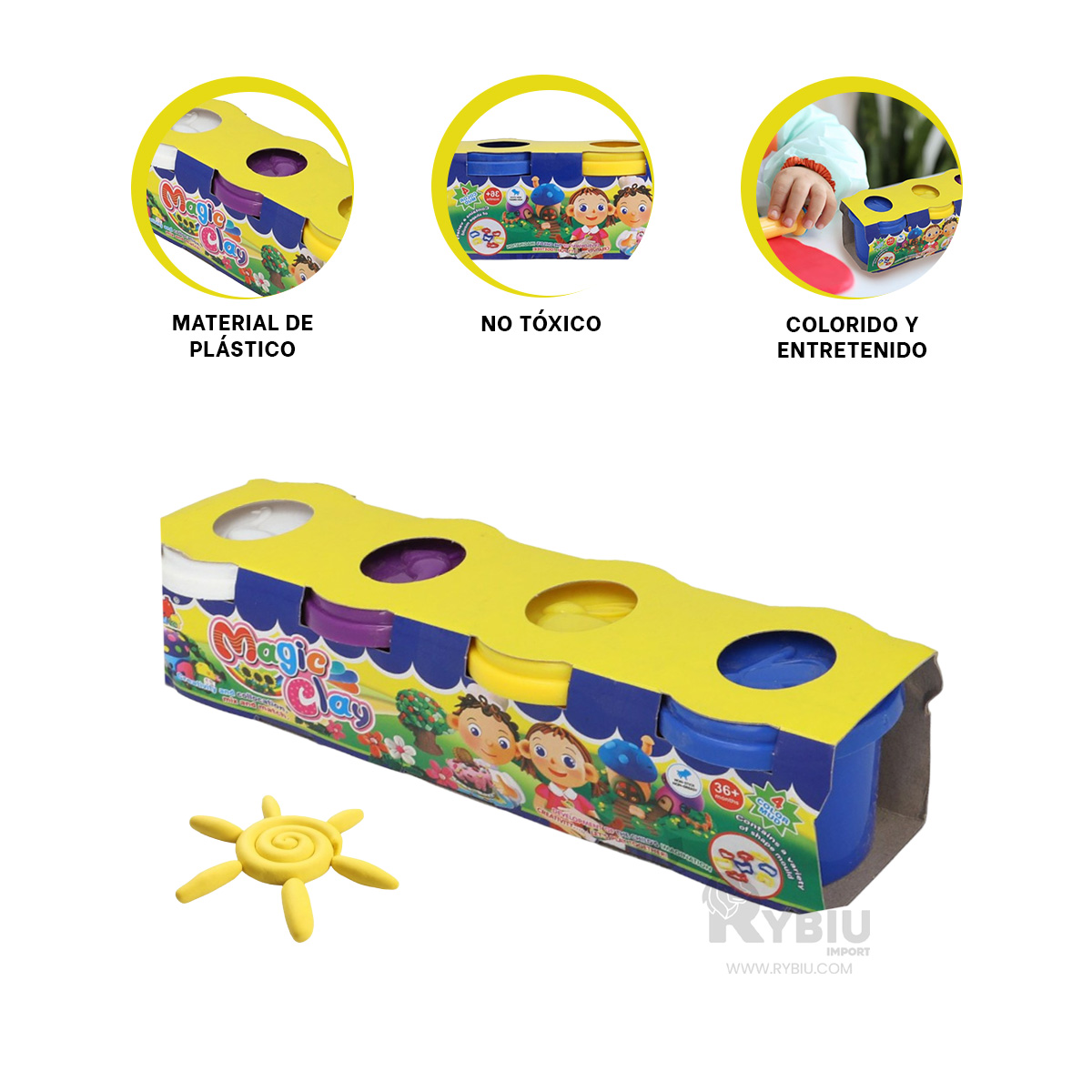 JUEGO EN CAJA PLASTILINA MULTICOLOR Y+ENVOLTORIO DE REGALO - 2
