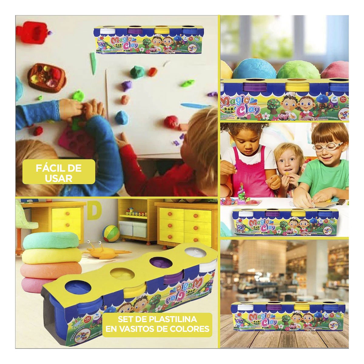 BOTE CREATIVO DE PLASTILINA X4 EN VASOS DE COLORES PARA APRENDER JUGANDO - 5