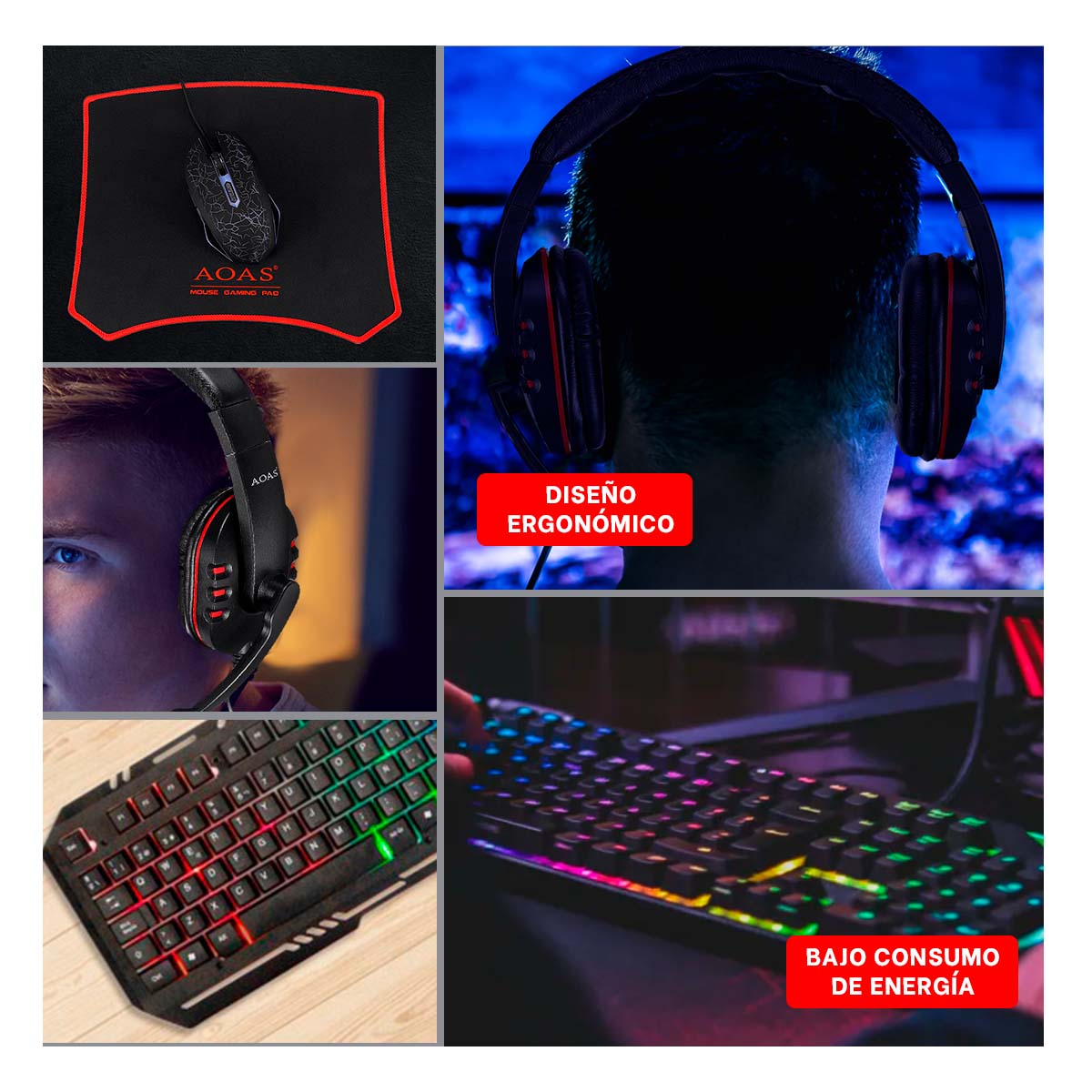 SET GAMER RYBIU TE31570 COMODO 4 EN 1 MULTICOLOR + GIFT STICKERS - 4
