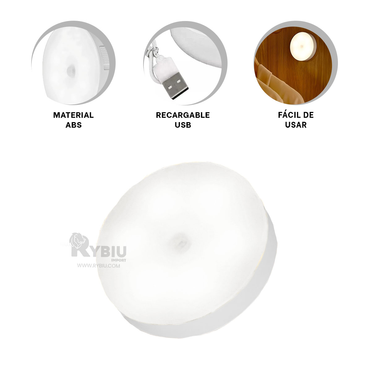 LUCES RYBIU TE31570 LUMINOSOS SENSOR COLOR BLANCO + REGALO STICKERS - 3