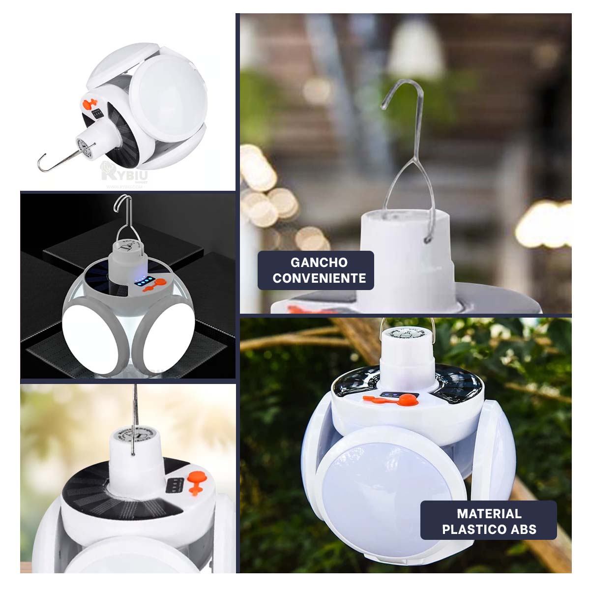 AMPOLLETA RYBIU TE31569 COMODA PANEL SOLAR + REGALO LIGAS PEINAR - 4
