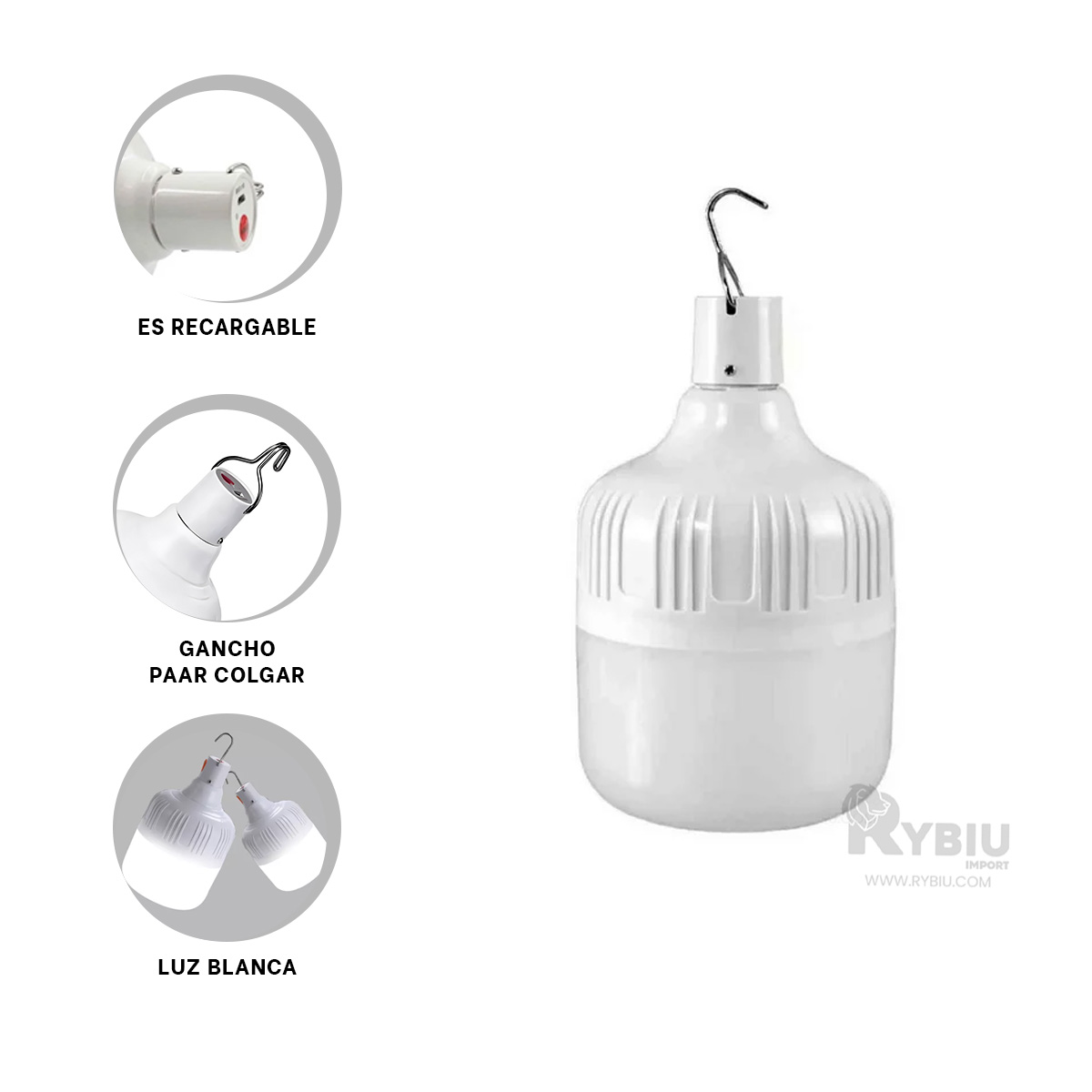 FOCO LED RYBIU TE31568 FUNCIONAL RENOVABLE NOCTURNA + PAPEL REGALO - 3