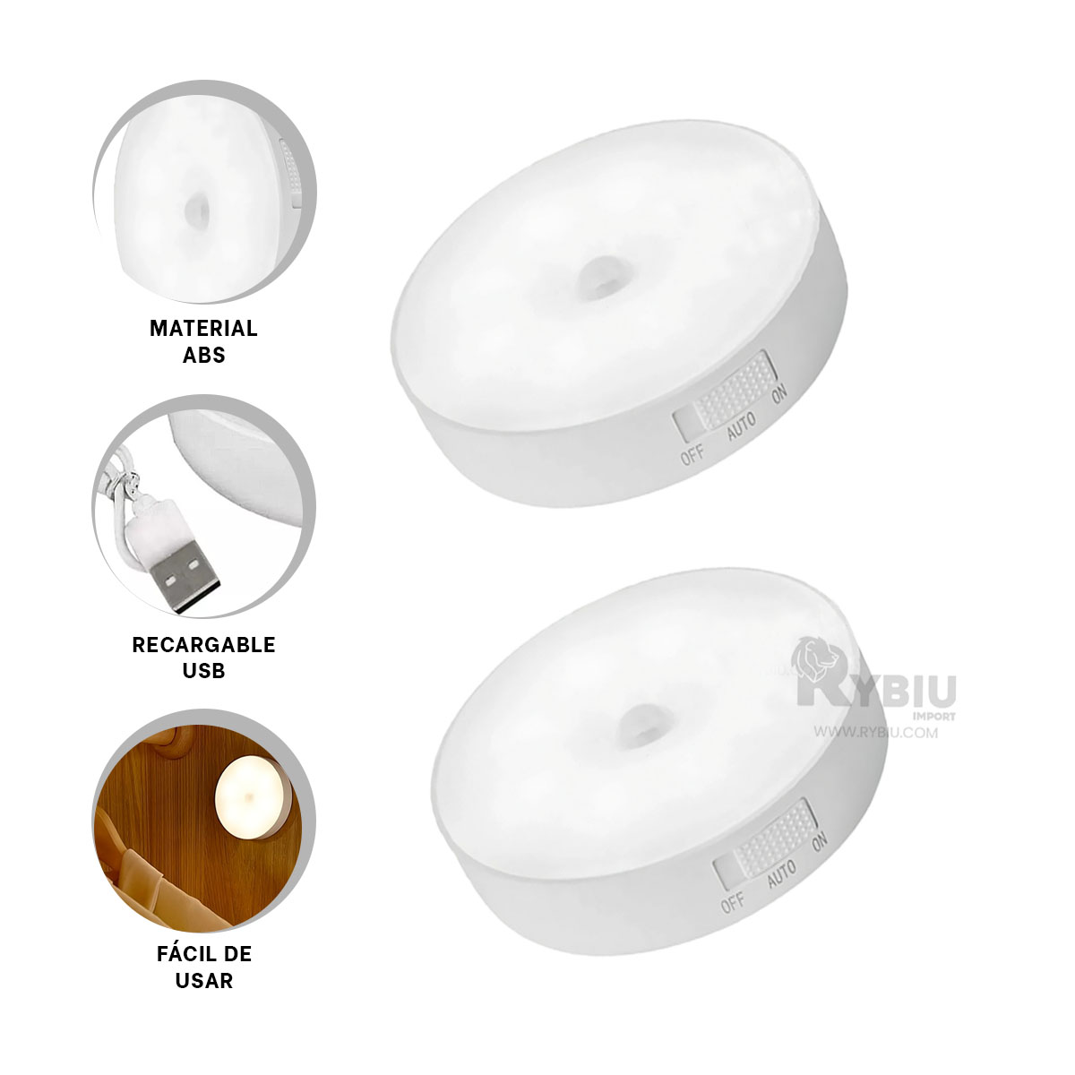 LUCES RYBIU TE31570 ESTETICOS ABS TONO BLANCO + ENVOLTORIO REGALO - 3