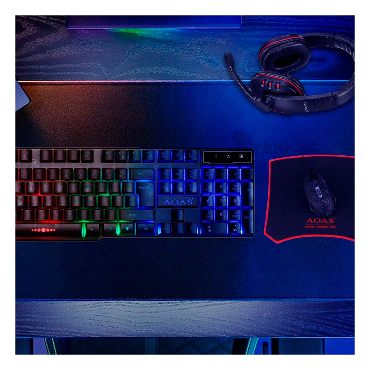 SET GAMER RYBIU TE31570 ACCESORIOS RGB MULTICOLOR + GIFT MINIAGENDA - 1