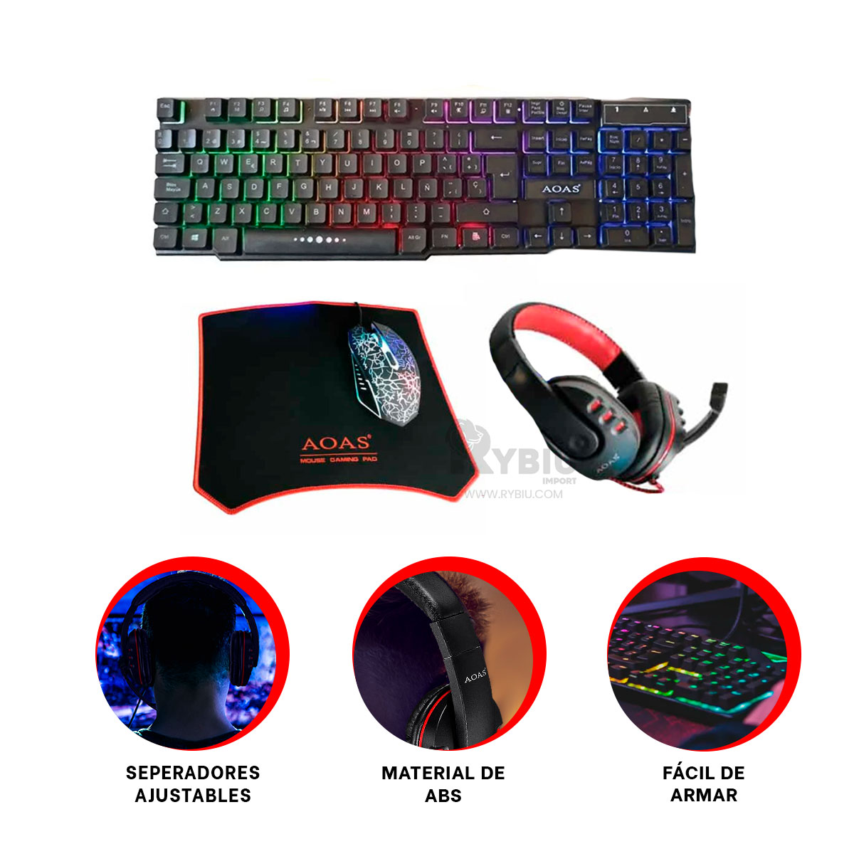 SET COMPUTADORA RYBIU TE31570 MULTICOLOR + REGALO STICKERS - 3