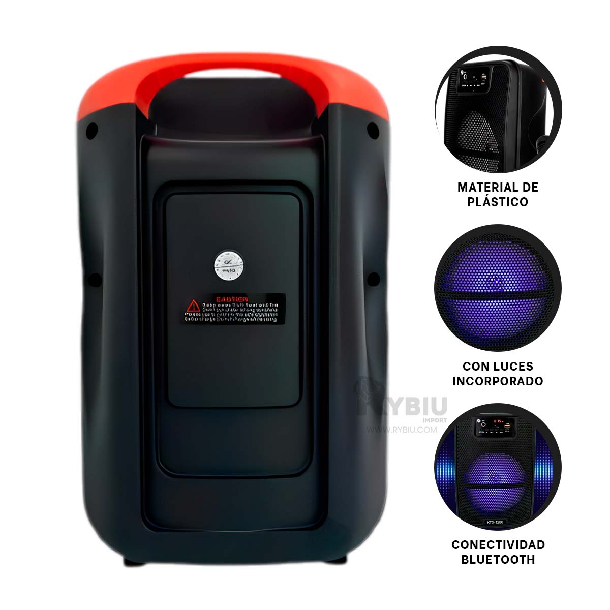 PARLANTE BLUETOOTH RYBIU KTX-1286 BOCINA PLASTICO + ENVOLTORIO REGALO - 3