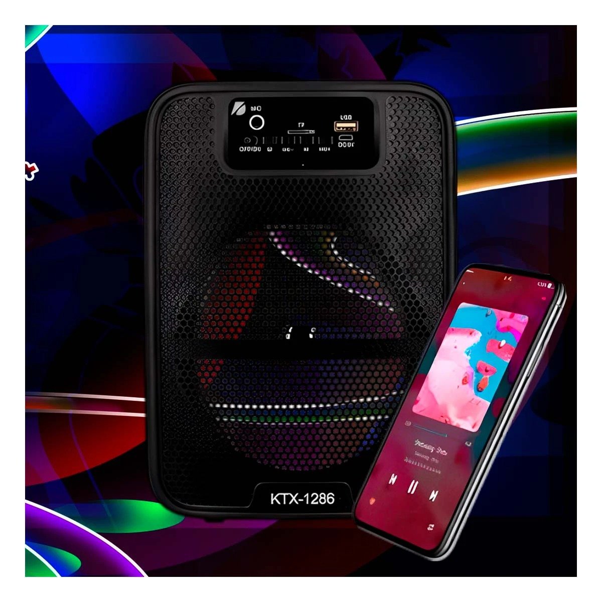 PARLANTE BLUETOOTH RYBIU KTX-1286 ALTAVOZ ERGONOMICO + LIGAS REGALO - 2