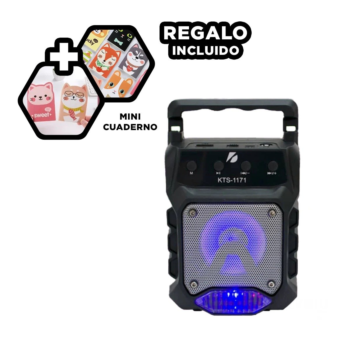 PARLANTE BLUETOOTH RYBIU KTS 1171 MODERNO COLOR NEGRO + REGALO STICKERS - 1