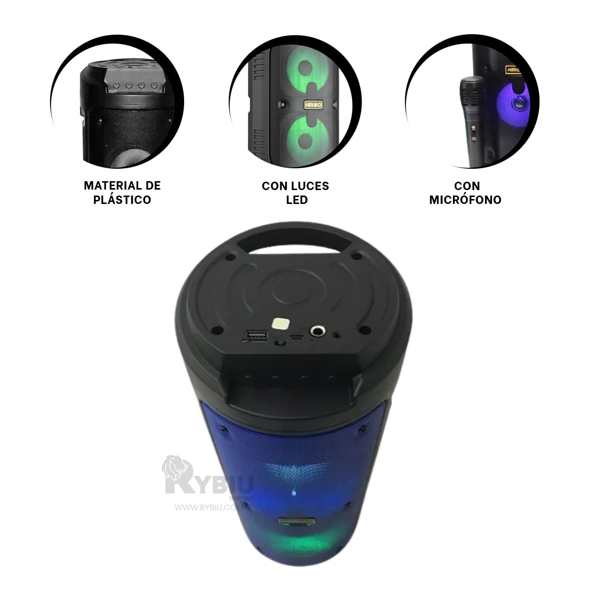 PARLANTE BLUETOOTH RYBIU KMS-6683 BOCINA KMS6683 NEGRO + GIFT STICKERS - 3