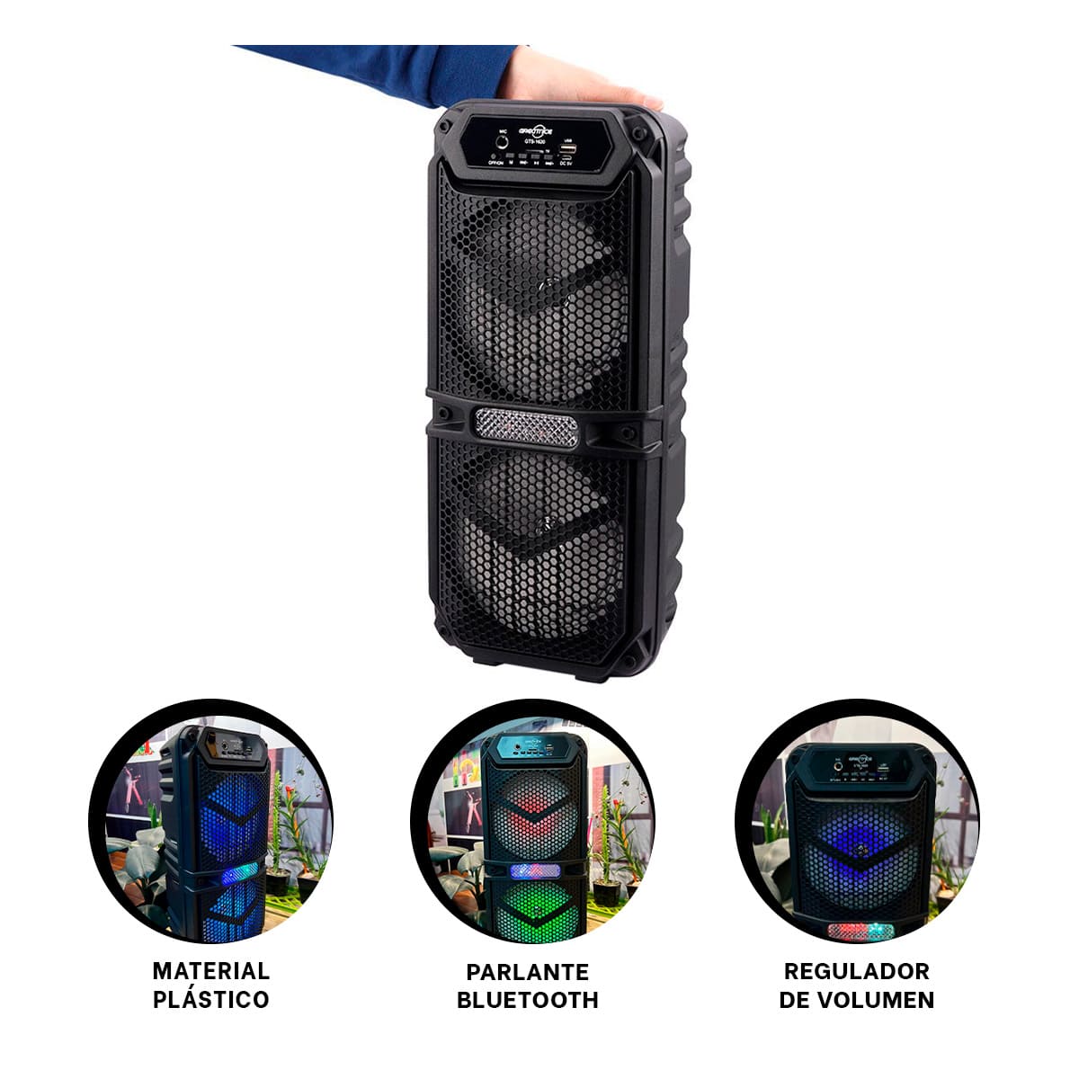 PARLANTE RYBIU GTS-1620 ALTAVOZ IDEAL FIESTAS NEGRO + GIFT STICKERS - 4