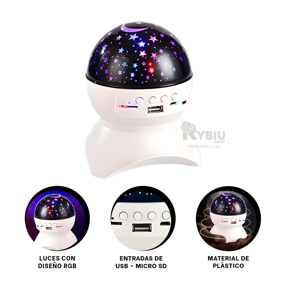 PARLANTE RYBIU TE31654 ALTAVOZ LUMINARIAS COLOR BLANCO + GIFT MINIAGENDA - 3