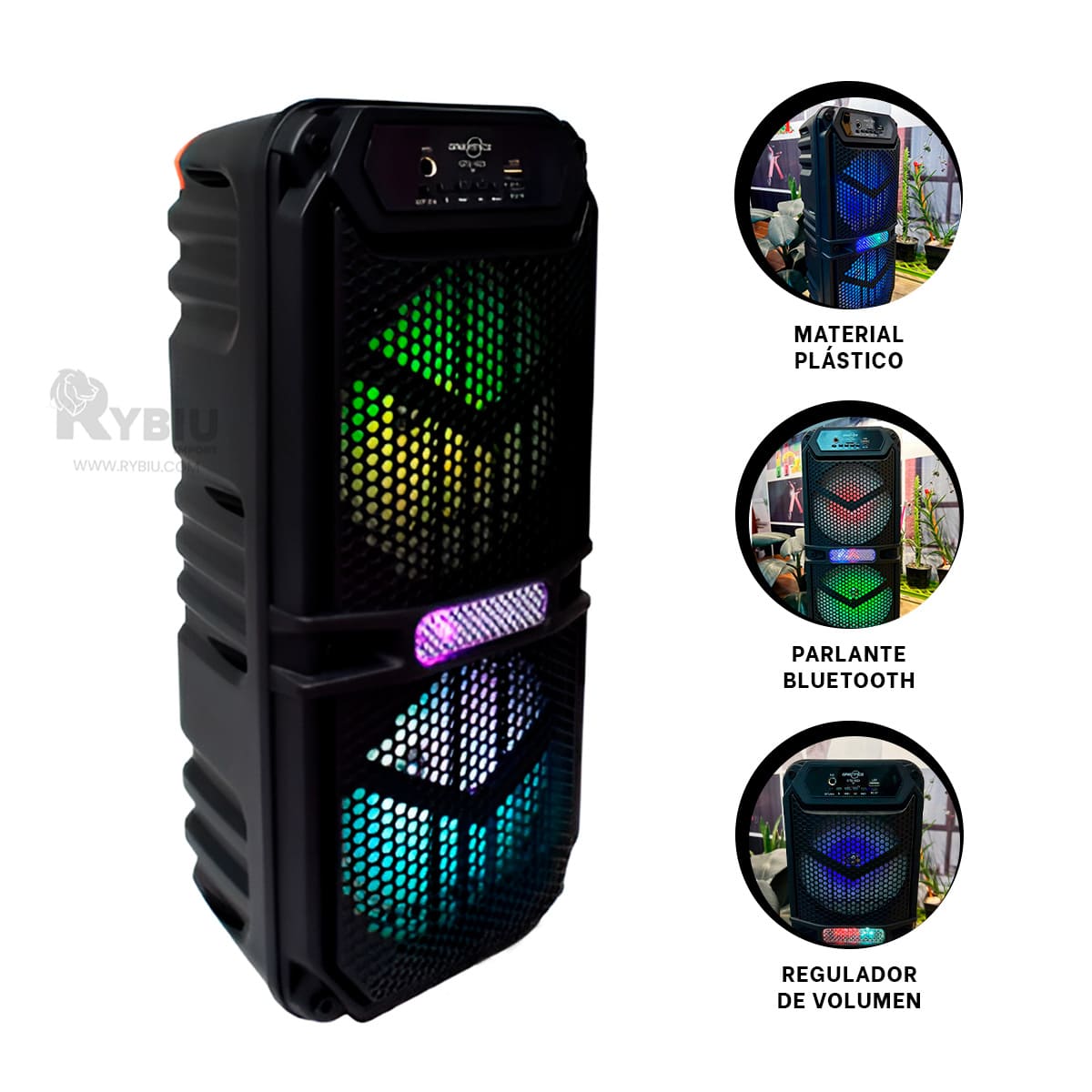 PARLANTE RYBIU GTS-1620 BOCINA UTIL NEGRO + REGALO LIGAS PEINAR - 3