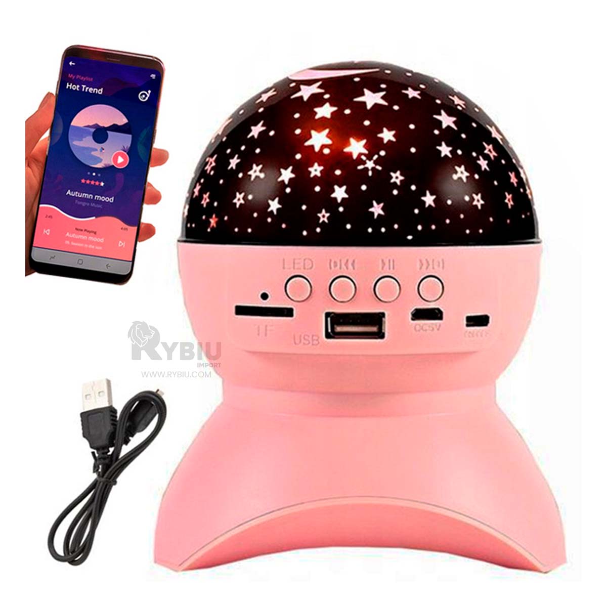 PARLANTE RYBIU TE31653 ALTAVOZ ILUMINADOR UTIL COLOR ROSADO + GIFT STICKERS - 2