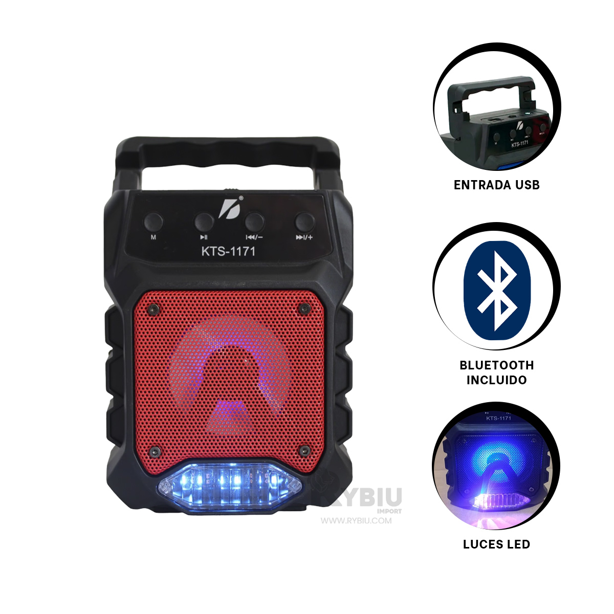 PARLANTE BLUETOOTH RYBIU KTS 1171 ALTAVOZ CONEXION COLOR NEGRO + REGALO STICKERS - 2