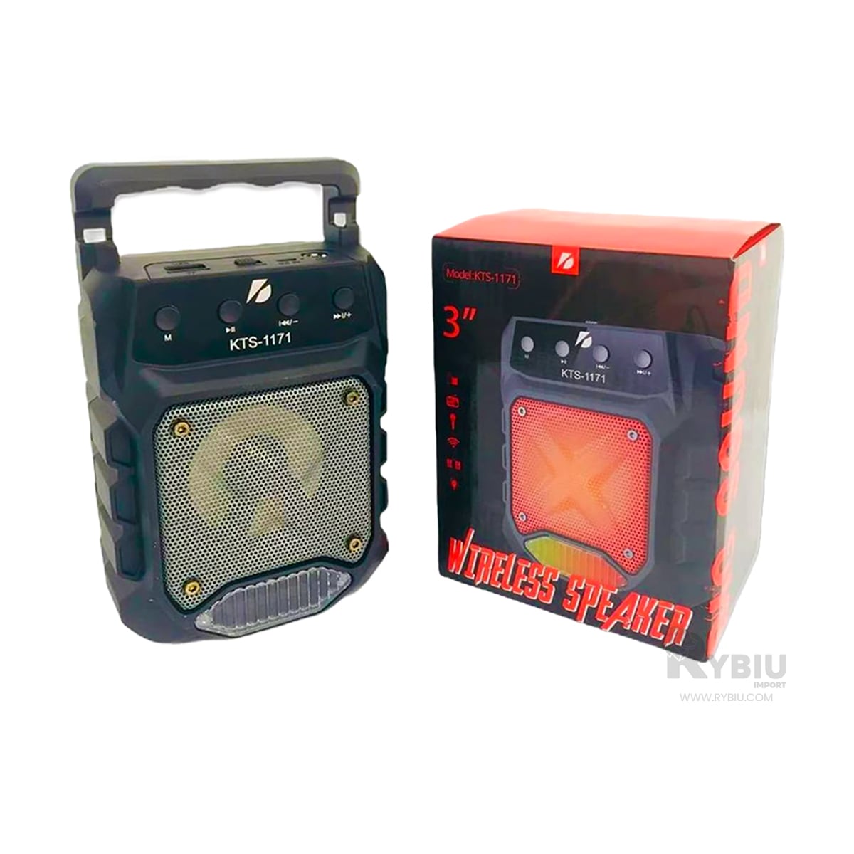 PARLANTE BLUETOOTH RYBIU KTS 1171 ALTAVOZ LLEVAR A TODAS PARTES NEGRO + REGALO AGENDITA - 1