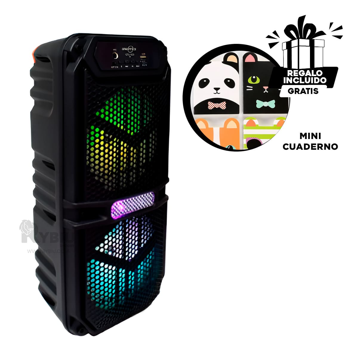 PARLANTE RYBIU GTS-1620 ALTAVOZ INTELIGENTE NEGRO + ENVOLTORIO REGALO - 1