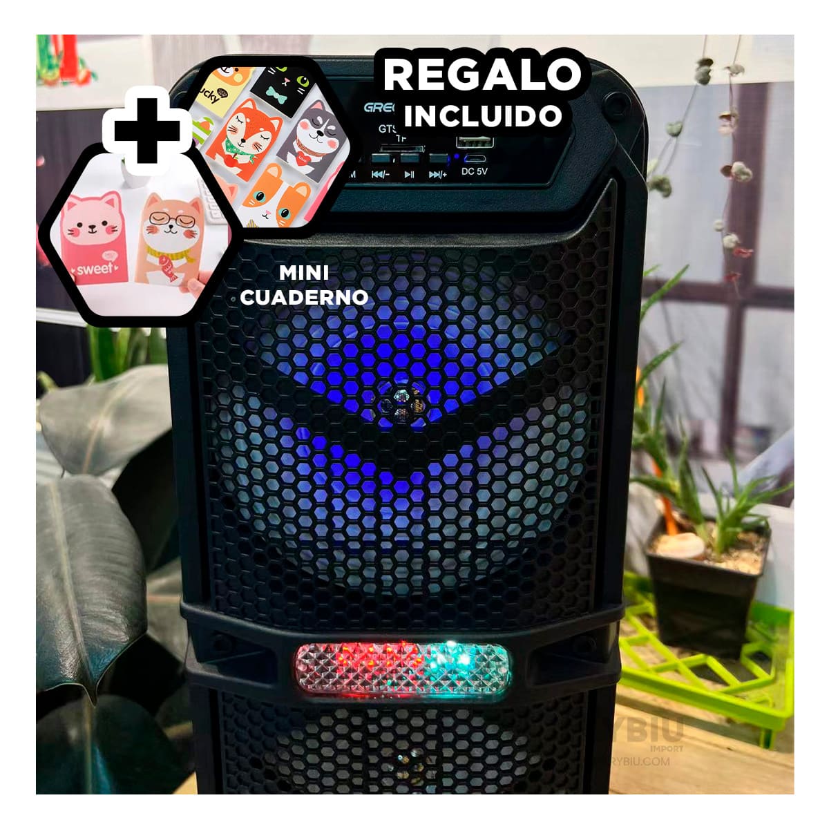 PARLANTE RYBIU GTS-1620 ALTAVOZ CASA EFICAZ NEGRO + REGALO STICKERS - 1