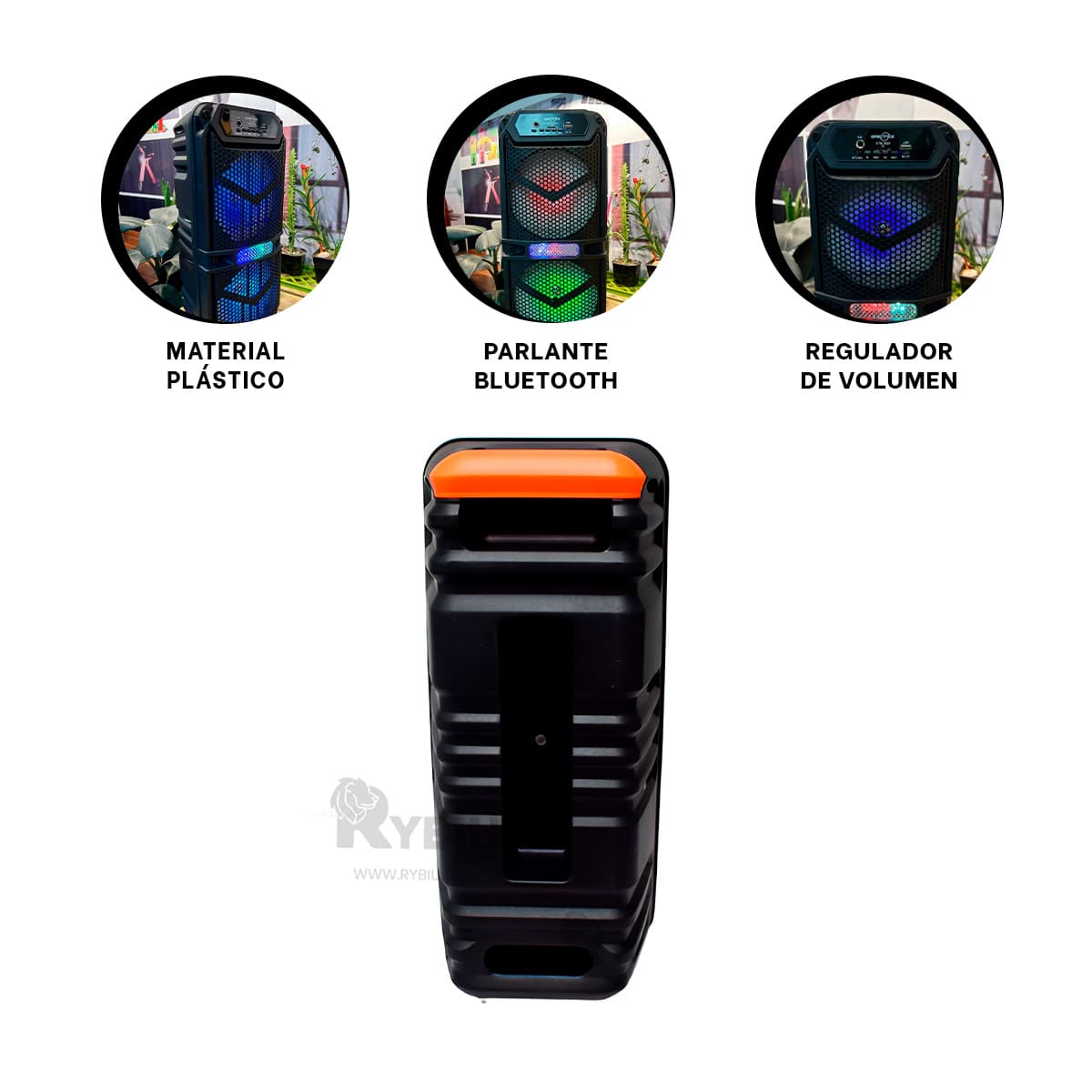 PARLANTE RYBIU GTS-1620 ALTAVOZ CASA EFICAZ NEGRO + REGALO STICKERS - 4