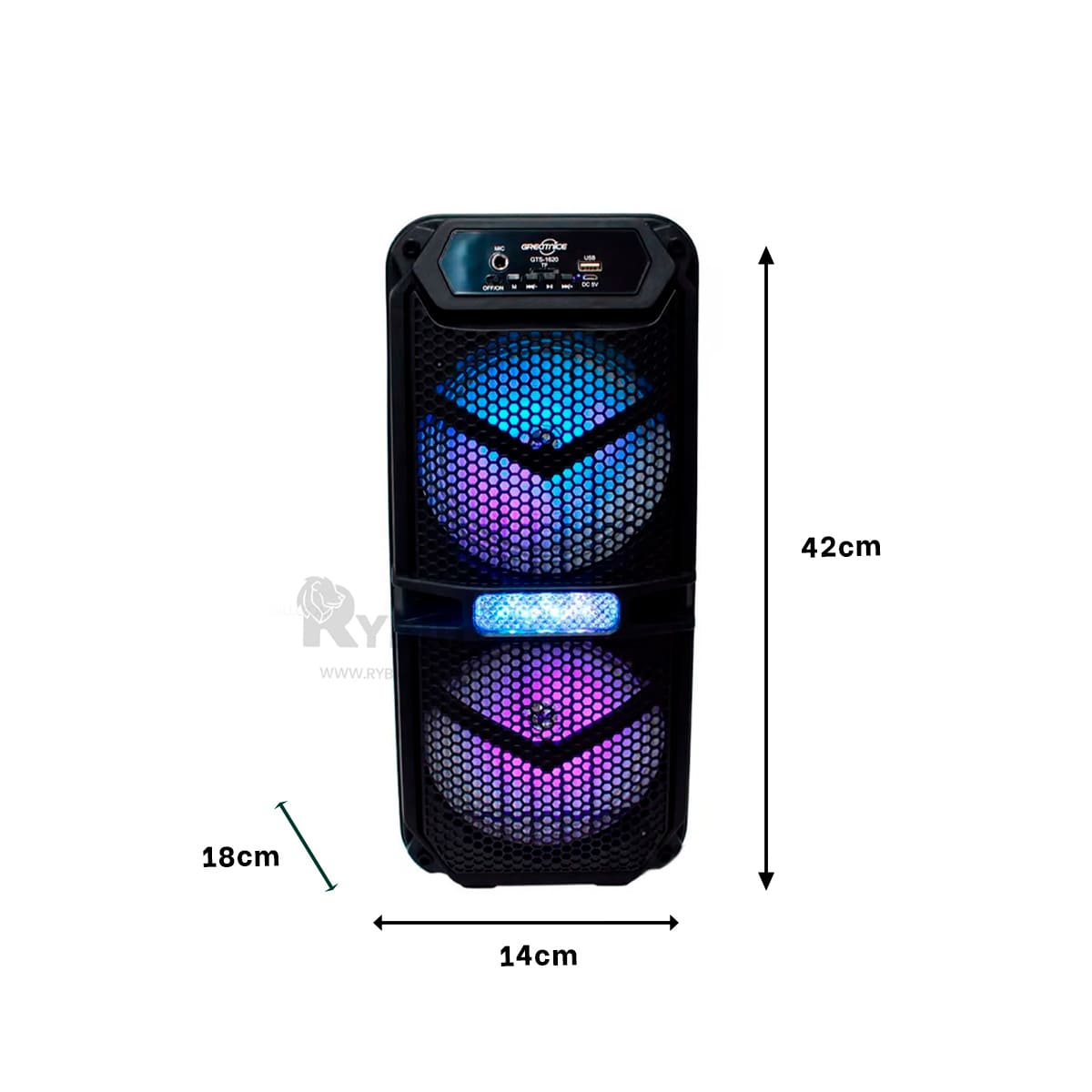 PARLANTE RYBIU GTS-1620 ALTAVOZ CASA EFICAZ NEGRO + REGALO STICKERS - 5