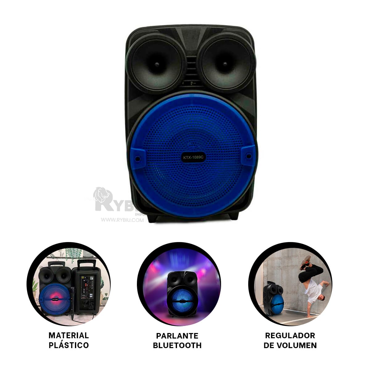 PARLANTE RYBIU KTX-1089C ALTAVOZ ERGONOMICO + LIGAS REGALO - 1
