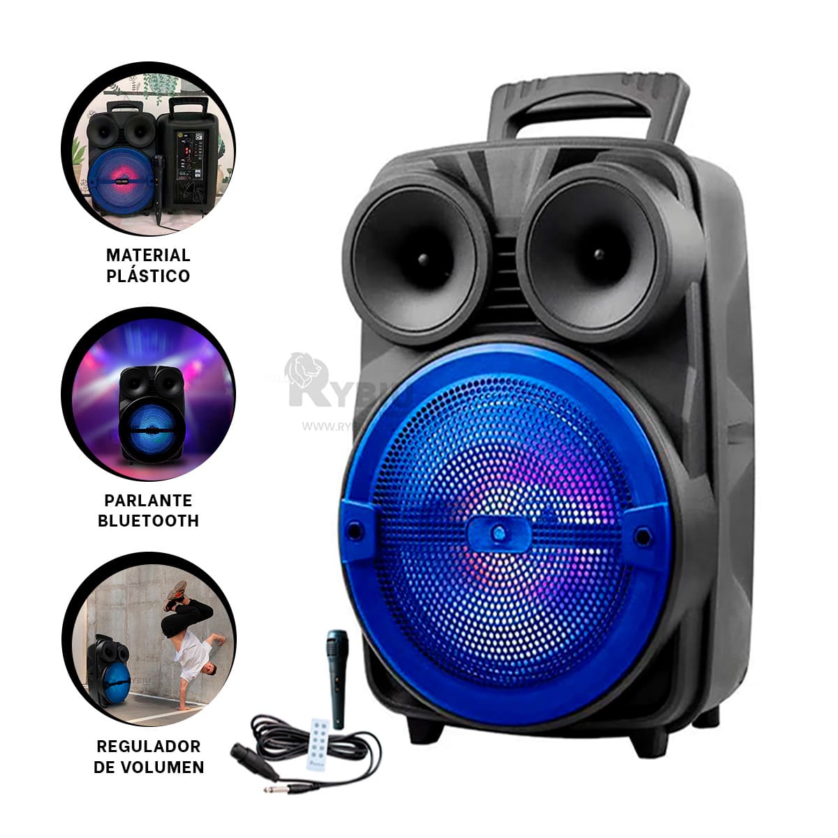PARLANTE RYBIU KTX-1089C ALTAVOZ ERGONOMICO + LIGAS REGALO - 3