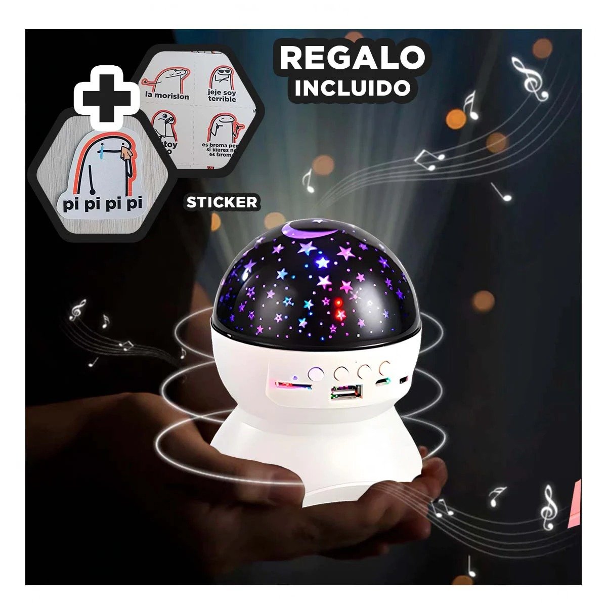 PARLANTE RYBIU TE31654 TALLADO SATELITE BLANCO + REGALO STICKERS - 1