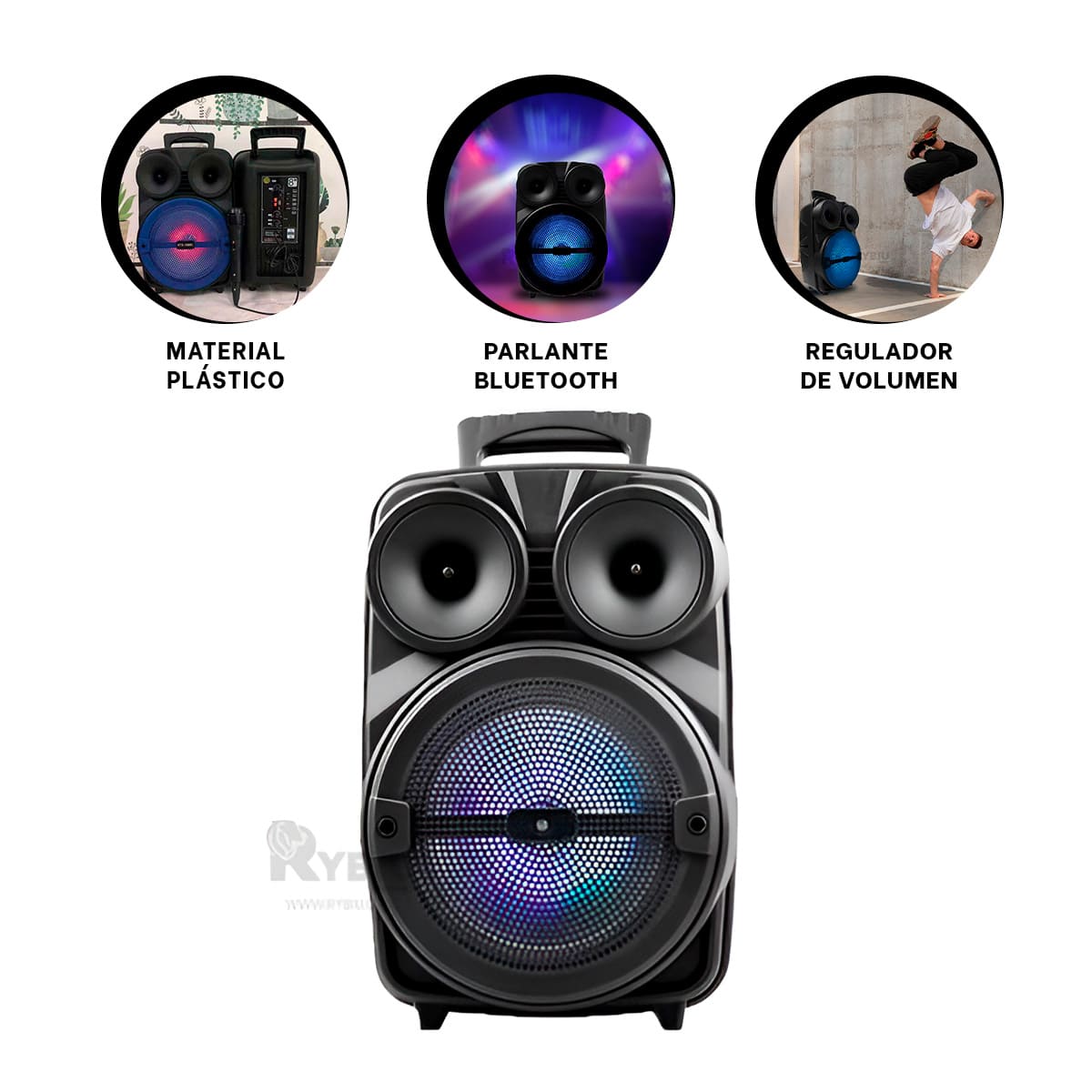 PARLANTE RYBIU KTX-1089C BOCINA KARAOKE + REGALO STICKERS - 3