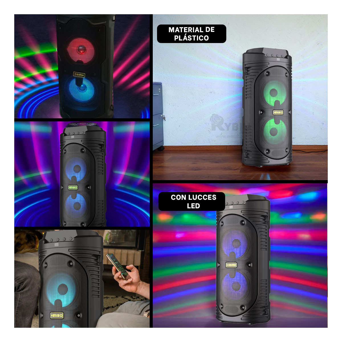 PARLANTE RYBIU KMS-6683 BOCINA KARAOKE KMS6683 COLOR NEGRO + REGALO STICKERS - 4