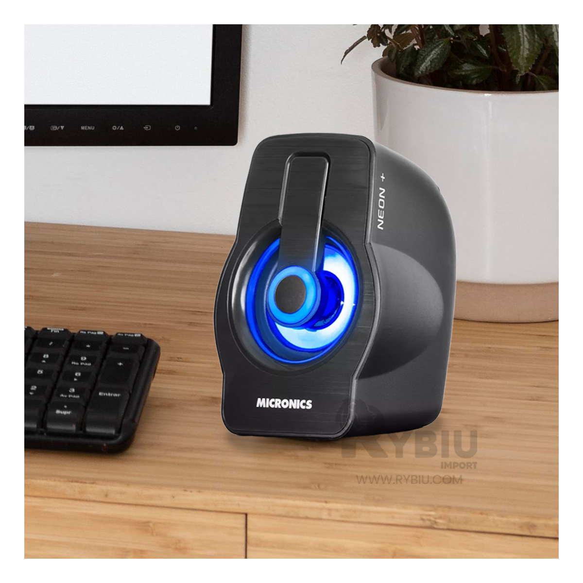 PARLANTE RYBIU COMPACTO MICRONICS NEON PLUS EN NEGRO MIC S327 - 4