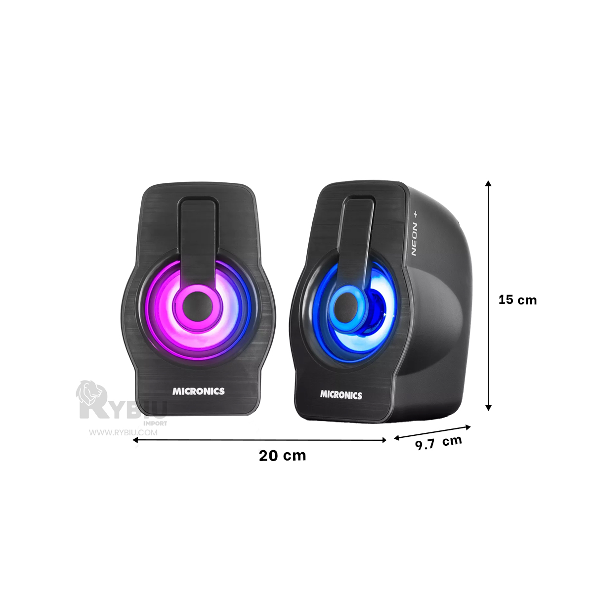 PARLANTE RYBIU COMPACTO MICRONICS NEON PLUS EN NEGRO MIC S327 - 5