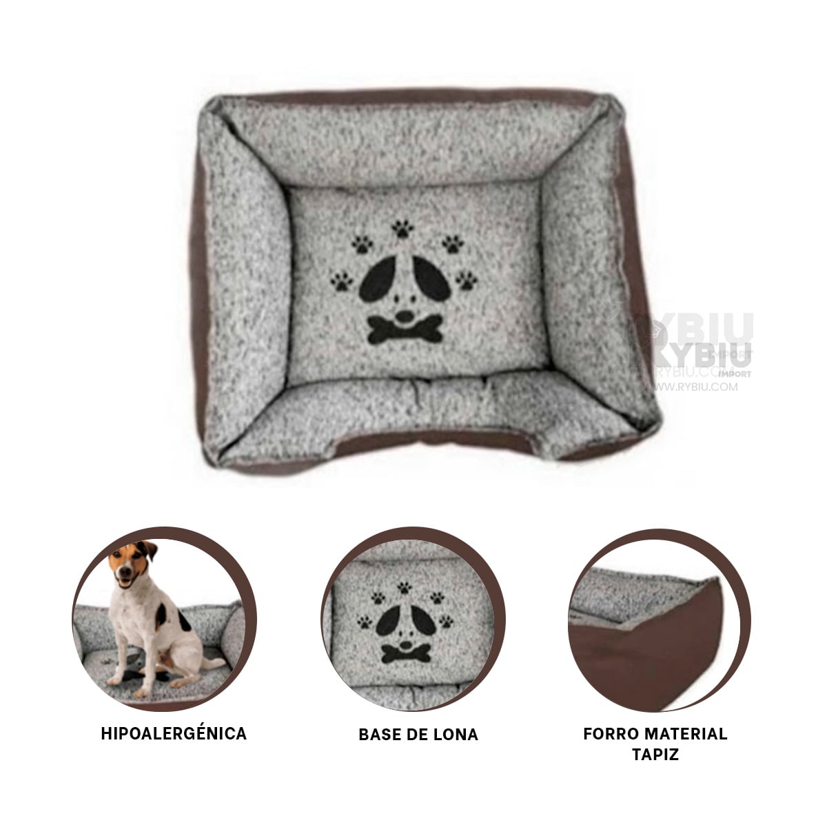 COLCHON PERROS MA31048 SABUESO DORMIR MARRON TALLA XXL RYBIU + STICKERS - 1