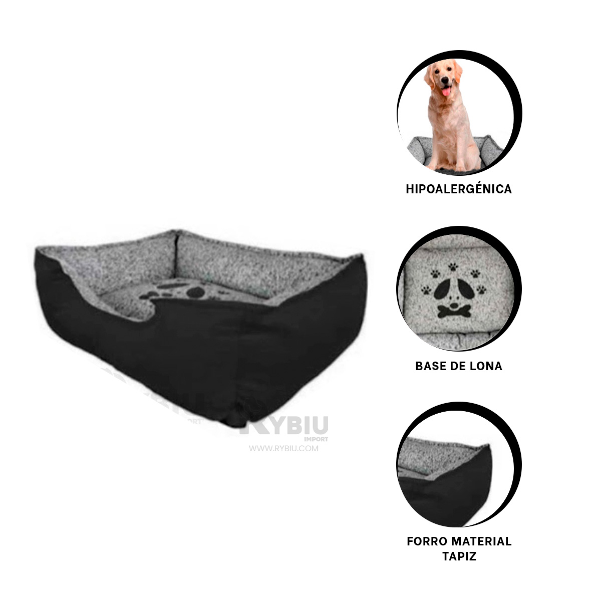 COLCHON PERROS MA31049 DESCANSO PET NEGRO TALLA XXL RYBIU + AGENDITA - 3