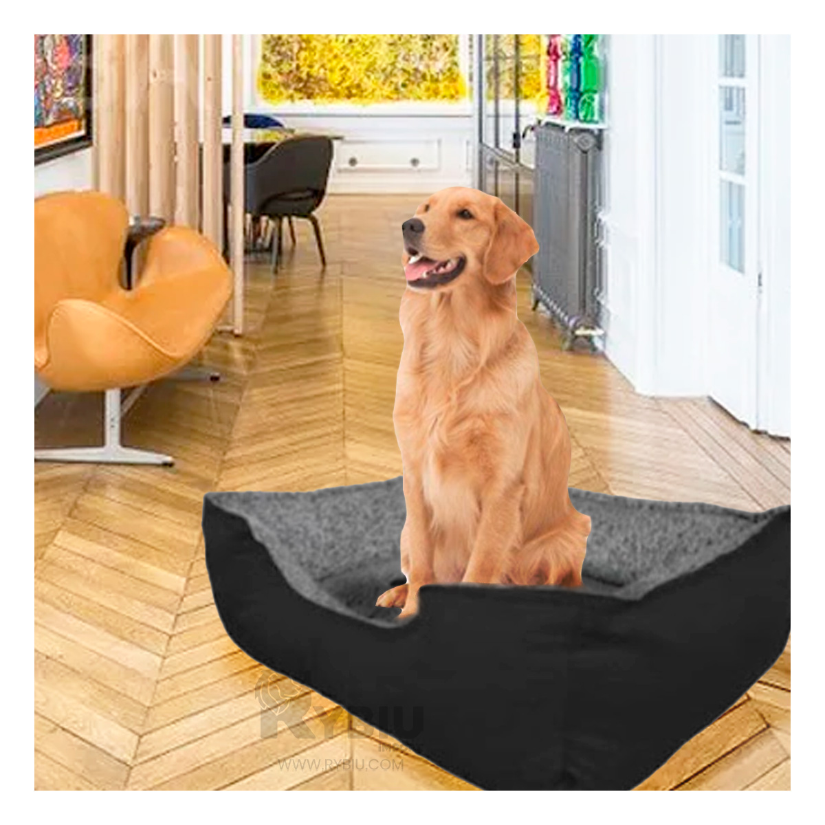 CAMA PERROS MA31049 RESISTENTE EFICAZ XXL NEGRO RYBIU + BANDERITAS ADHESIVAS - 3