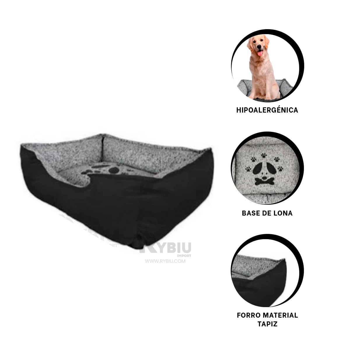 COLCHON PERROS MA31049 CAN NEGRO TALLA XXL RYBIU + ENVOLTORIO REGALO - 2