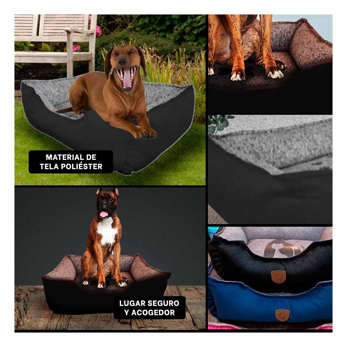 CAMA PERROS MA31049 DURADERO XXL NEGRO RYBIU + POST-IT ADHESIVOS - 5