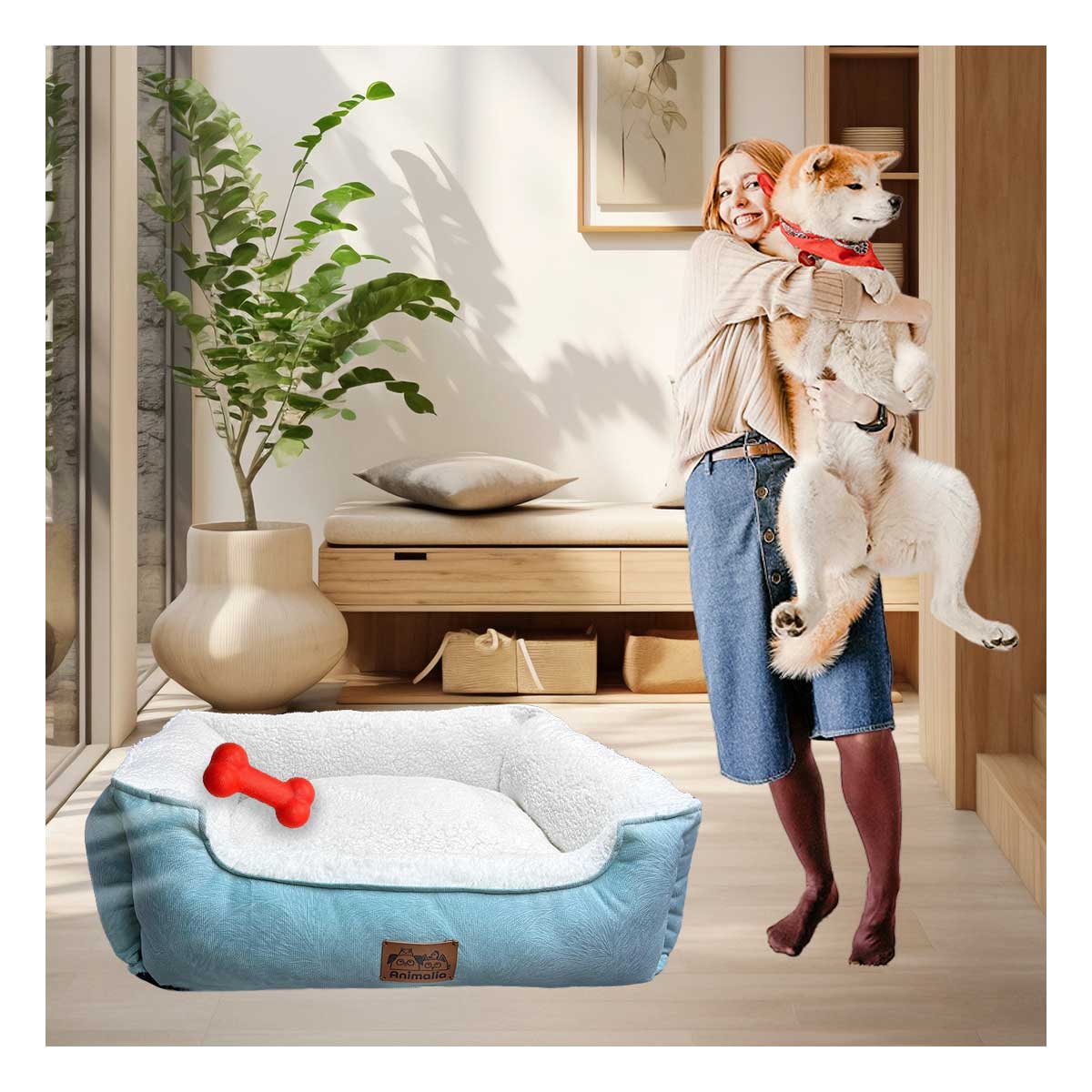 CAMA PERROS MA32265 VERDE HADE PERLA L RYBIU + BANDERITAS ADHESIVAS - 1