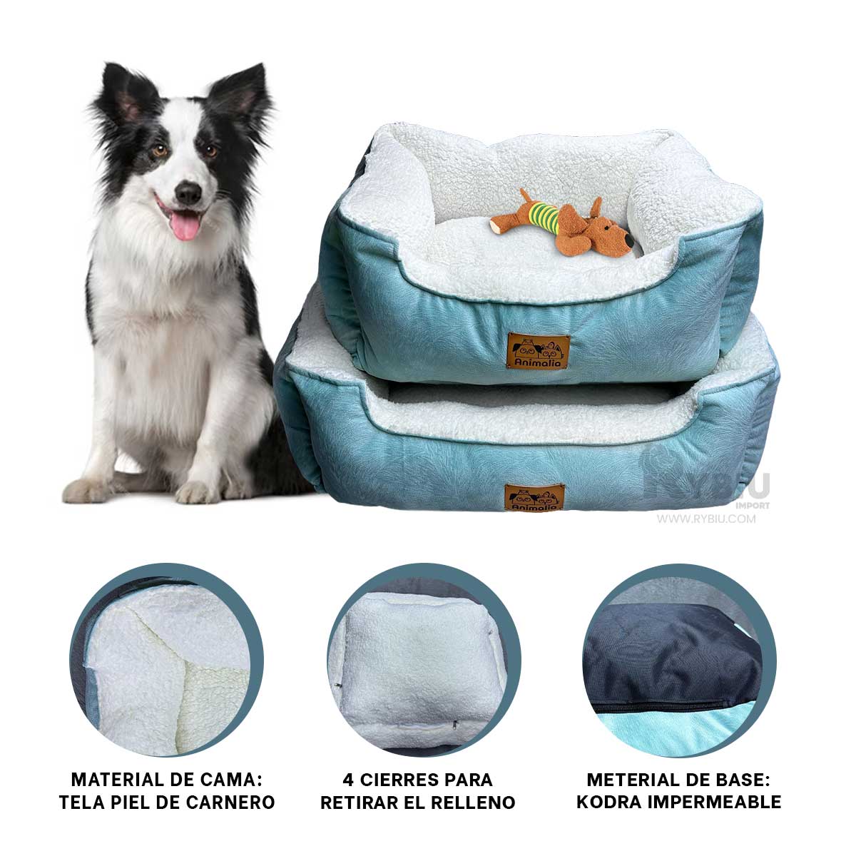 CAMA PERROS MA32265 VERDE HADE PERLA L RYBIU + BANDERITAS ADHESIVAS - 3