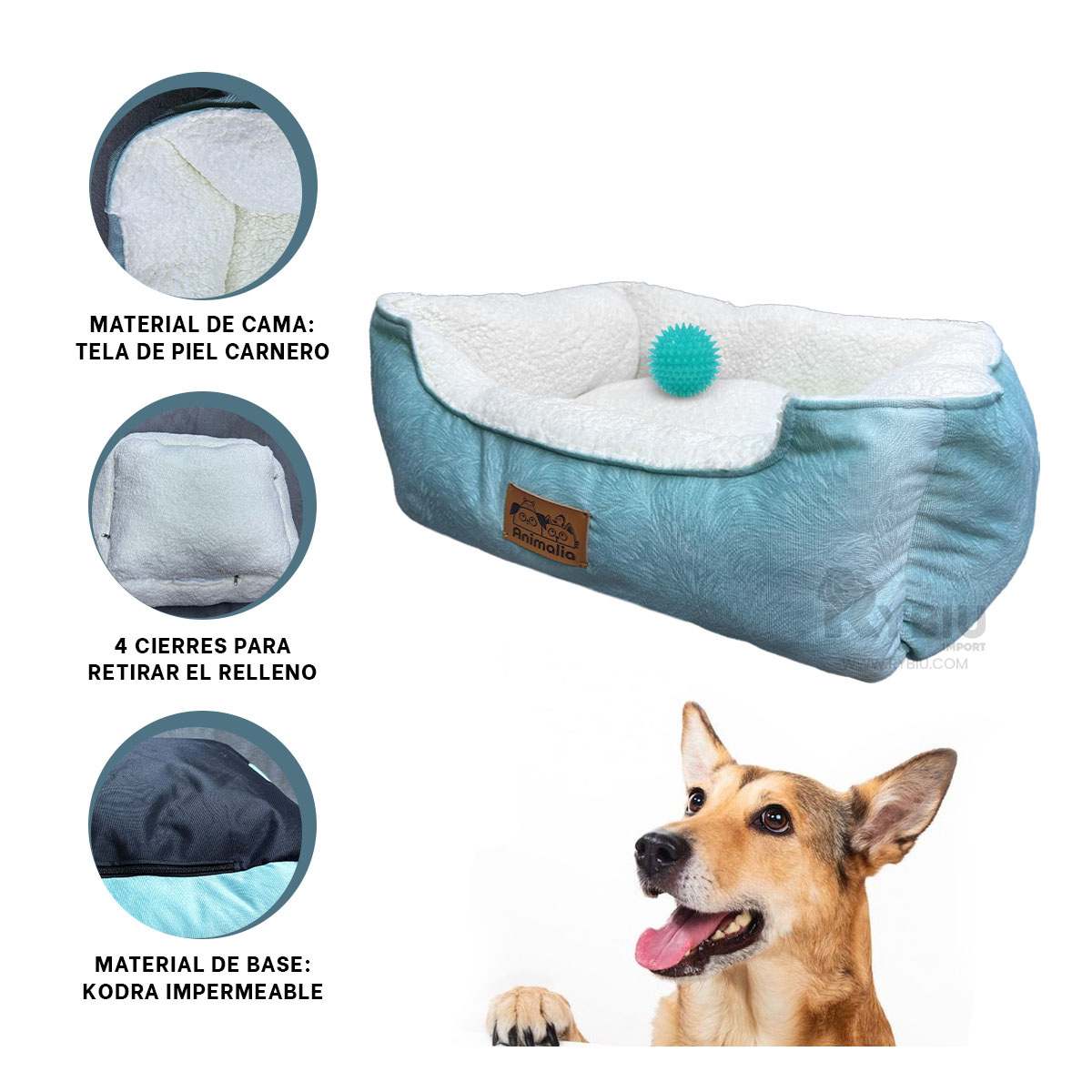 CAMA PERROS MA32265 VERDE HADE PERLA L RYBIU + BANDERITAS ADHESIVAS - 4