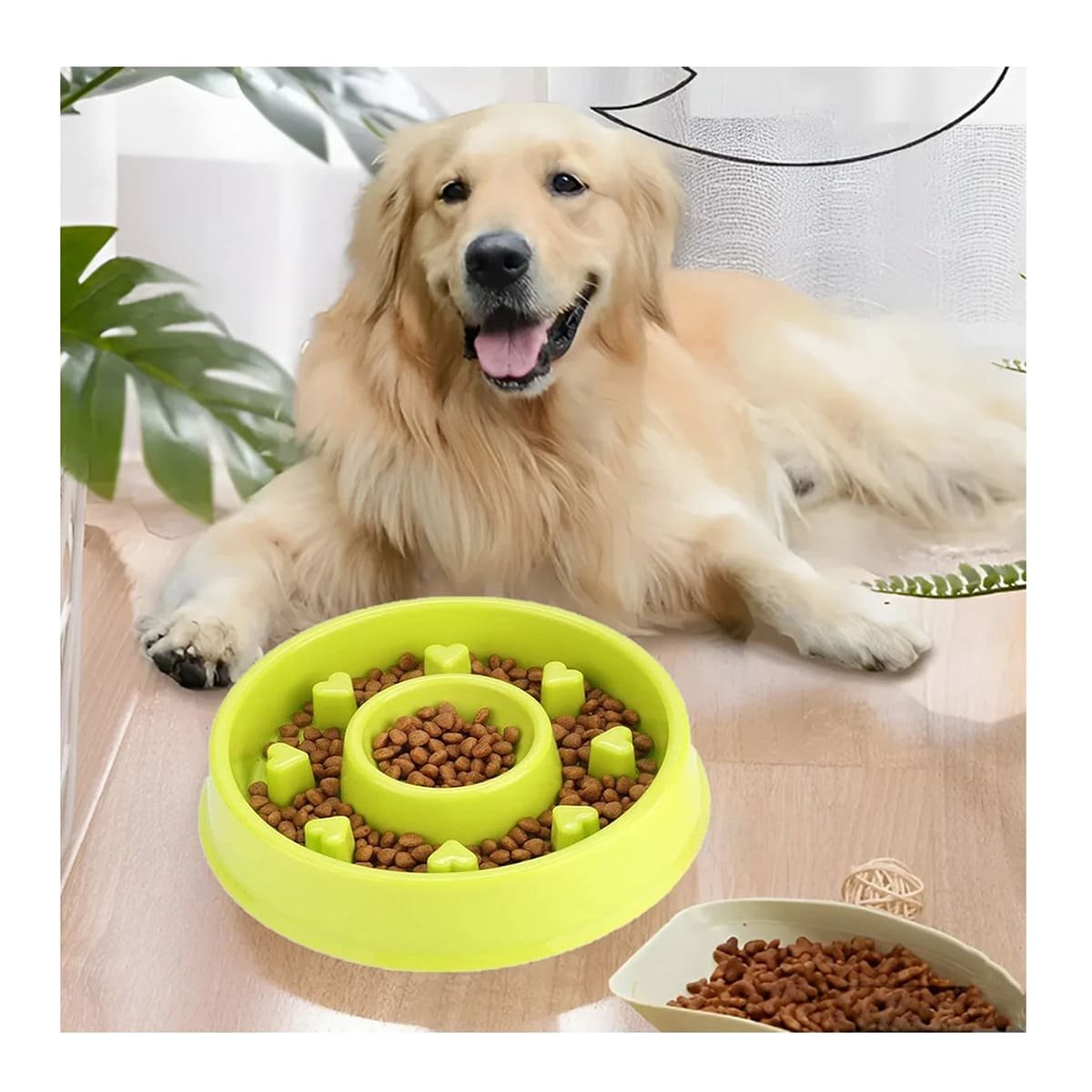 COMEDERO PET VERDE CIRCULAR CORAZONES ANTIESTRES - 1