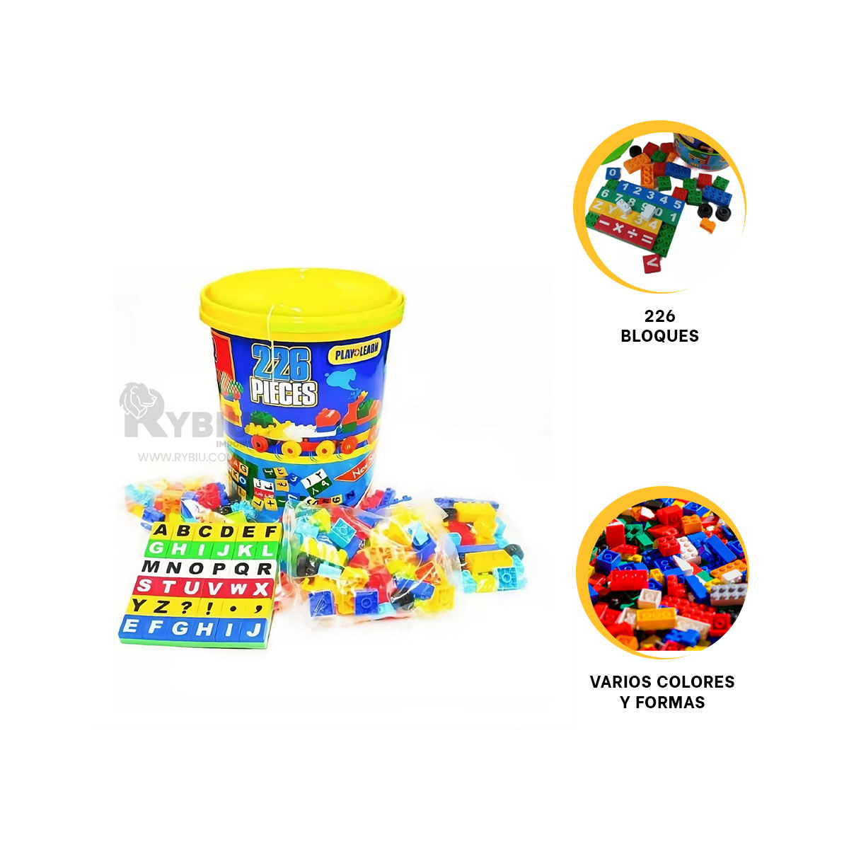 BLOQUES EN BALDE PLASTICO MULTICOLOR Y+REGALO STICKERS - 4