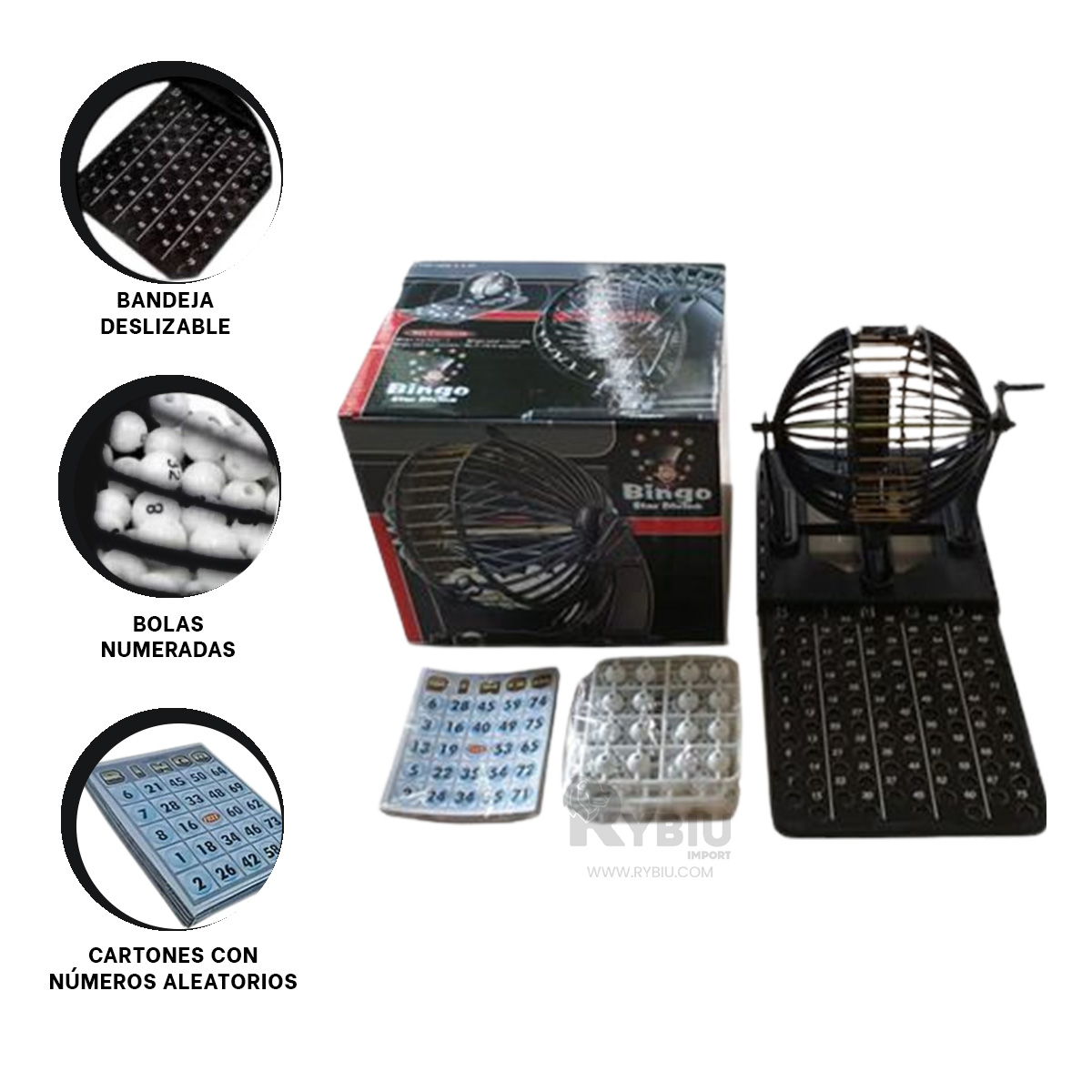 JUEGO COMPACTO GRANDE BINGO EN NEGRO Y+ENVOLTORIO DE REGALO - 1